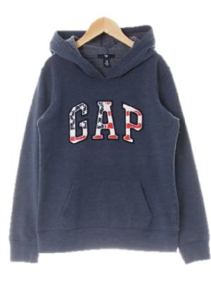 gap 멜란지네이비 면혼방 성조기레터링패치웜후드티