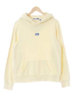 keds 라이트파스텔옐로우 면 센터패치로고후드티