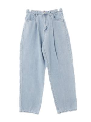 h&m 연청 데님 핀턱하이웨스트커브진 