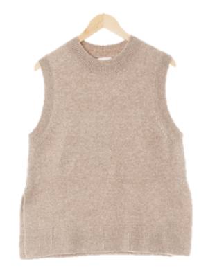 h&m 베이지 울혼방 보카시슬릿니트베스트