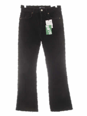 자라 블랙 데님 미드크롭플레어워싱진