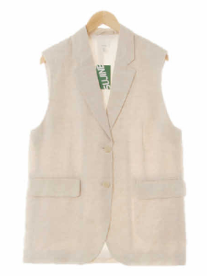 h&m 라이트베이지 린넨혼방 오버핏싱글롱베스트