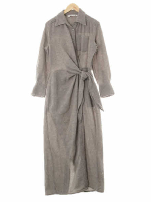 자라 그레이 울혼방 드레이프매듭랩원피스