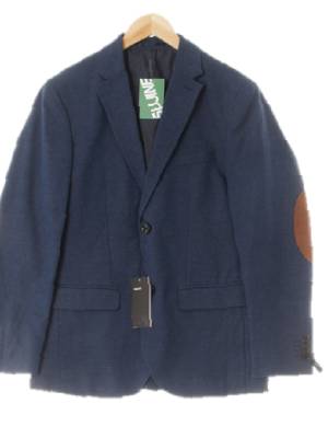 h&m 다크블루 린넨혼방 소매패치투버튼블레이저