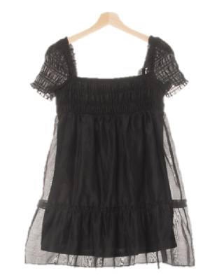 h&m 블랙 오프숄더오간자반팔미니원피스